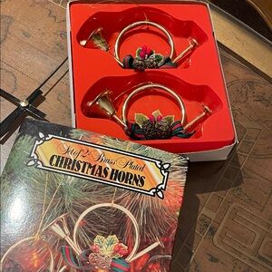 Brass Plated Christmas Horns Christmas Ornaments Set